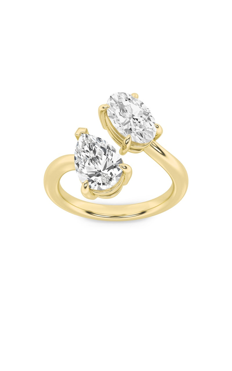 3Cttw Oval Shaped Lab Grown Diamond (F/VS) Toi et Moi Fashiion Ring in 14K Gold