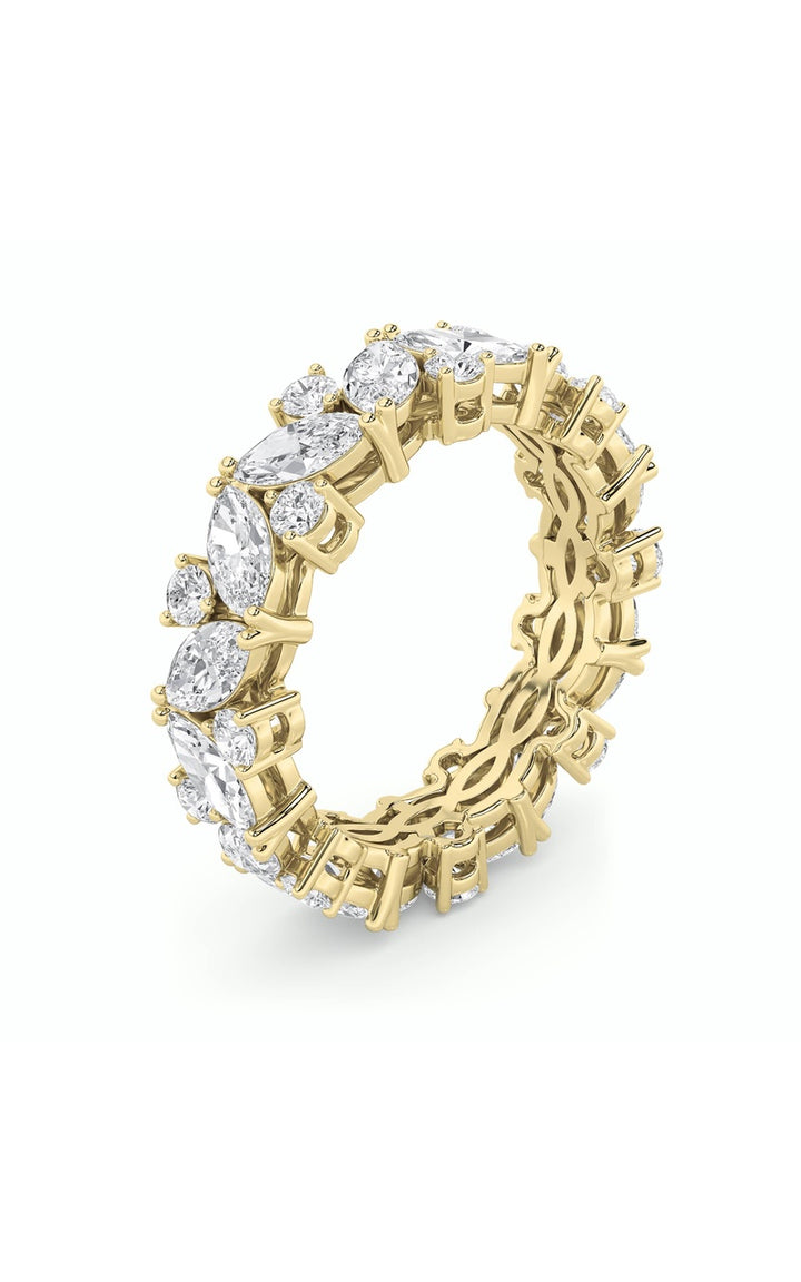 3Cttw Marquise Shaped Lab Grown Diamond (F/VVS) Eternity Band Ring in 14K Gold