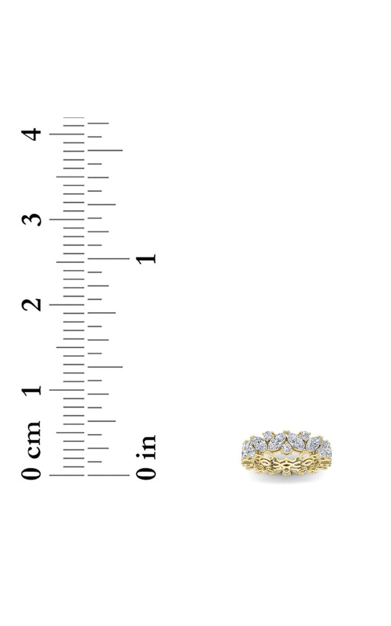 3Cttw Marquise Shaped Lab Grown Diamond (F/VVS) Eternity Band Ring in 14K Gold