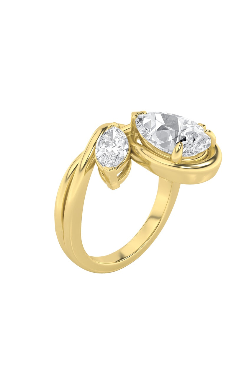 3Cttw Pear Shaped Lab Grown Diamond (F/VS) Knot Ring in 14K Gold