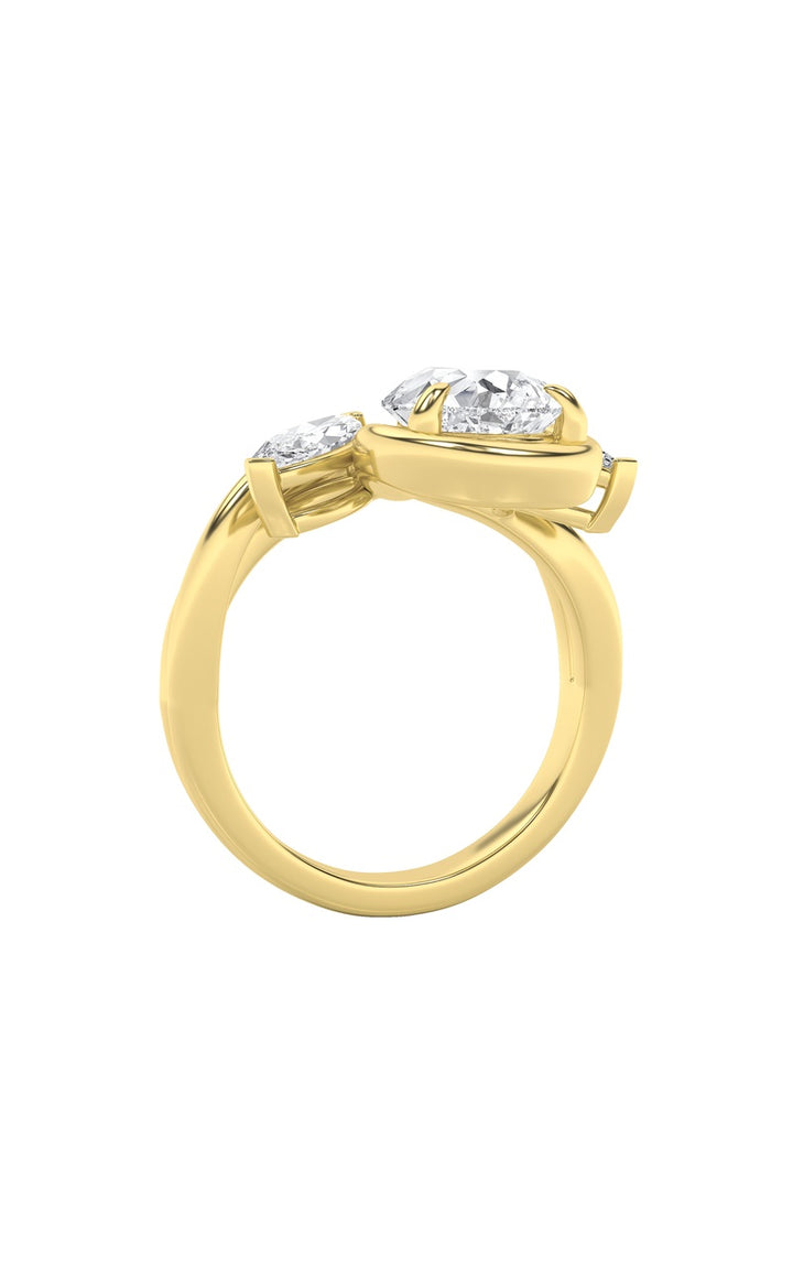 3CTW Pear Shaped Lab Grown Diamond (F/VS) Knot Ring in 14K Gold