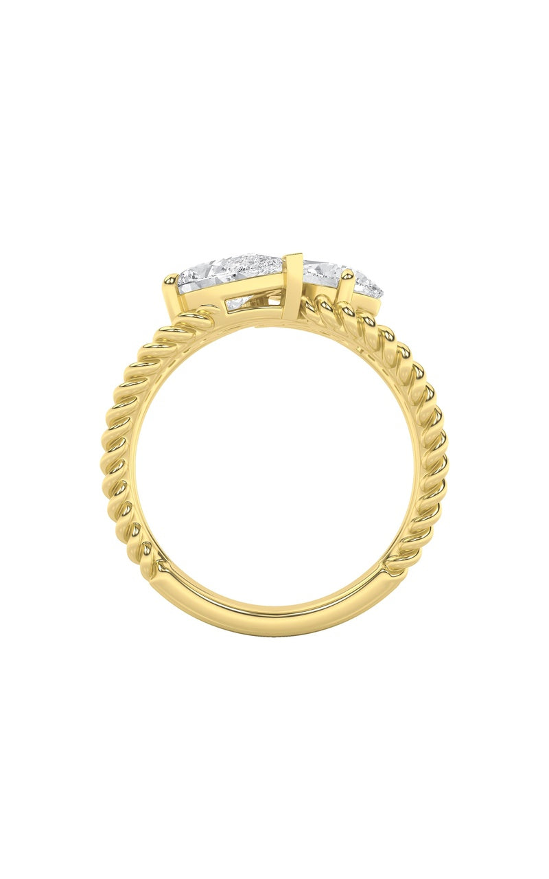 2Cttw Pear Shaped Lab Grown Diamond (F/VS) Toi et Moi Fashiion Ring in 14K Gold