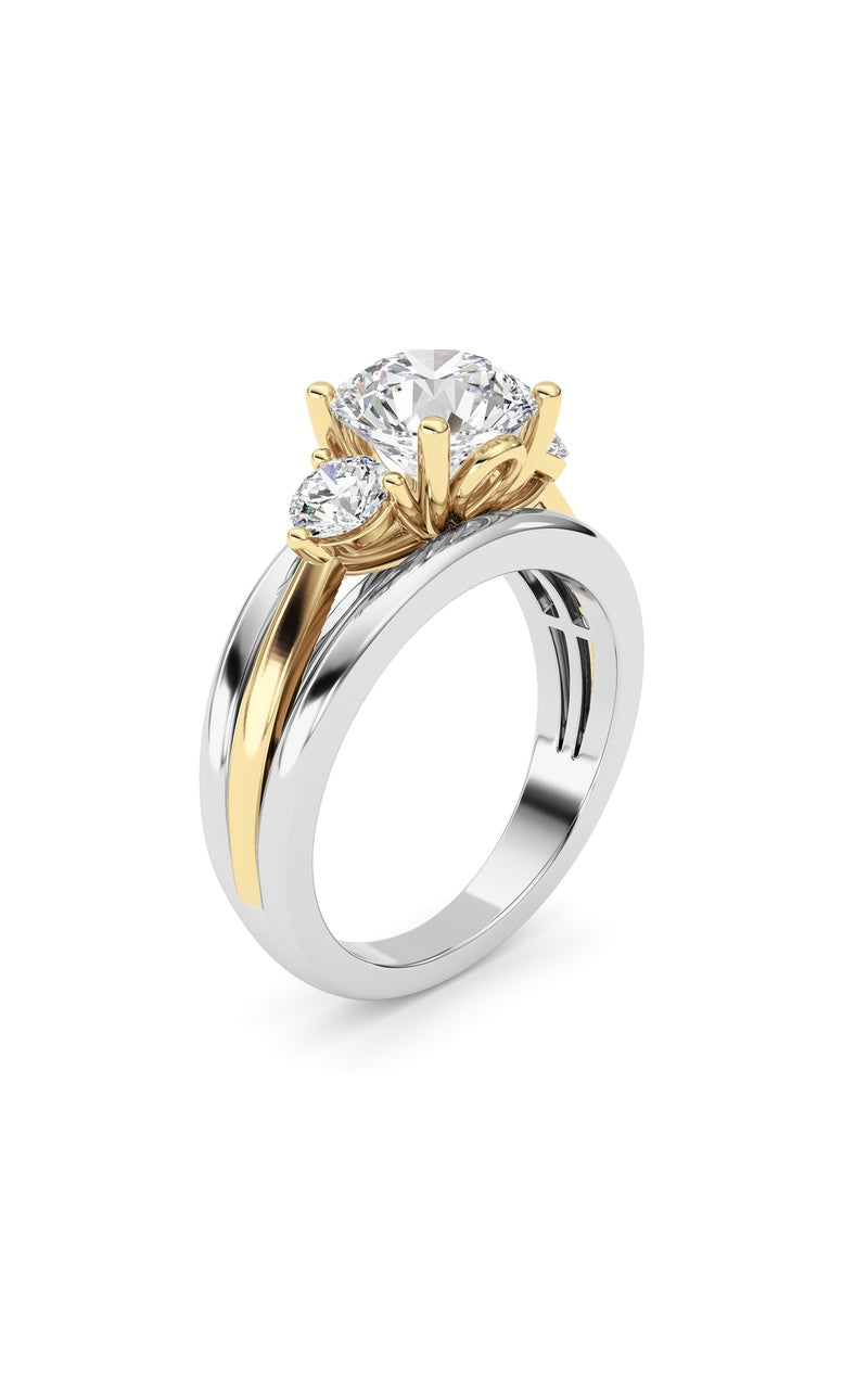 3CTW Oval Shaped Lab Grown Diamond (F/VS) Two Tone Solitaire Engagement Ring in 14K Gold