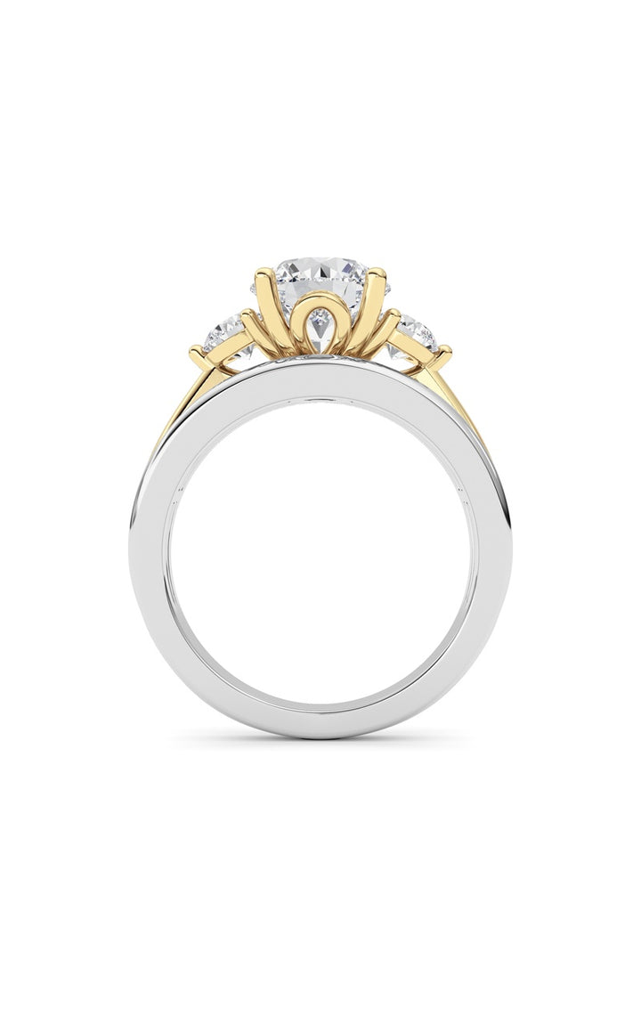 3Cttw Oval Shaped Lab Grown Diamond (F/VS) Two Tone Solitaire Engagement Ring in 14K Gold