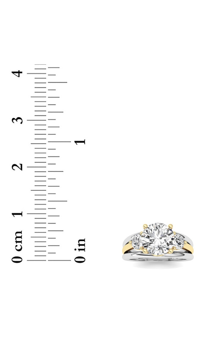 3CTW Oval Shaped Lab Grown Diamond (F/VS) Two Tone Solitaire Engagement Ring in 14K Gold