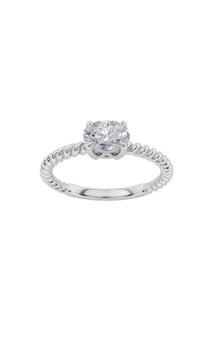0.5Cttw Oval Shaped Lab Grown Diamond (F/VS) Petite Solitaire Engagement RING in 14K Gold