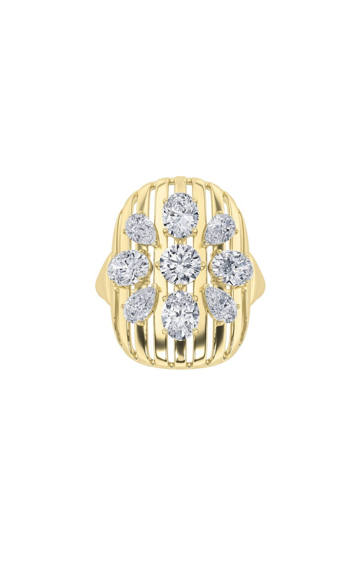 2Cttw Round Shaped Lab Grown Diamond (F/VS) Fashion Ring in 14K Gold