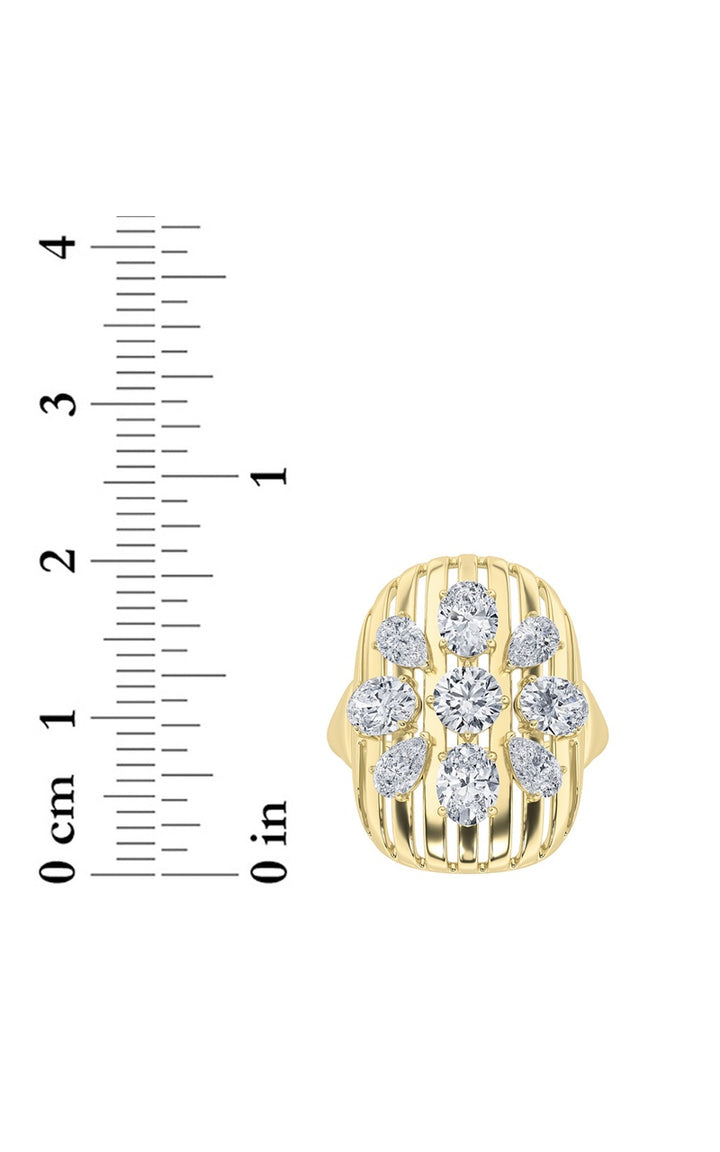 2Cttw Round Shaped Lab Grown Diamond (F/VS) Fashion Ring in 14K Gold