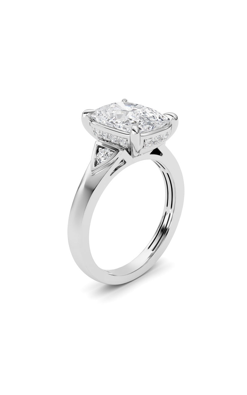 3.25Cttw ELongated Cushion Lab Grown Diamond (F/VS )Ring in 14K Gold