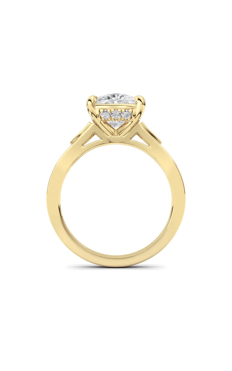 3.25Cttw ELongated Cushion Lab Grown Diamond (F/VS )Ring in 14K Gold