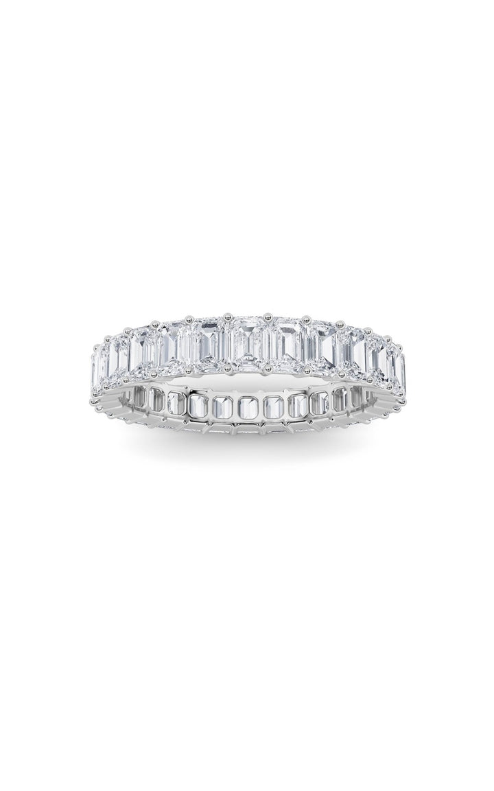 3.35Cttw Emerald Shaped Lab Grown Diamond Split Prong Eternity Ring in 14K Gold (F/VS)