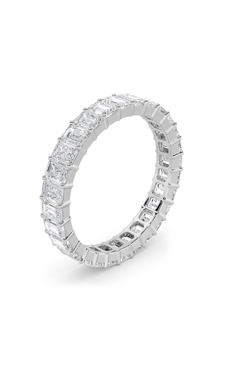 3.35Cttw Emerald Shaped Lab Grown Diamond Split Prong Eternity Ring in 14K Gold (F/VS)