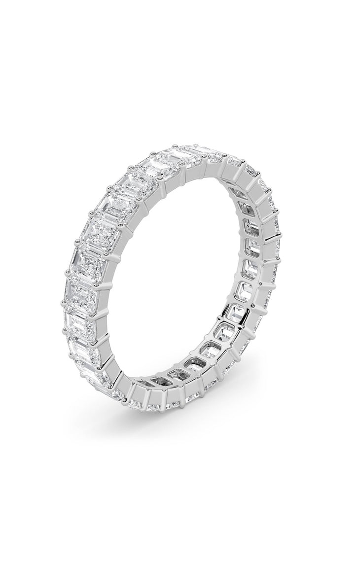 3.35Cttw Emerald Shaped Lab Grown Diamond Split Prong Eternity Ring in 14K Gold (F/VS)