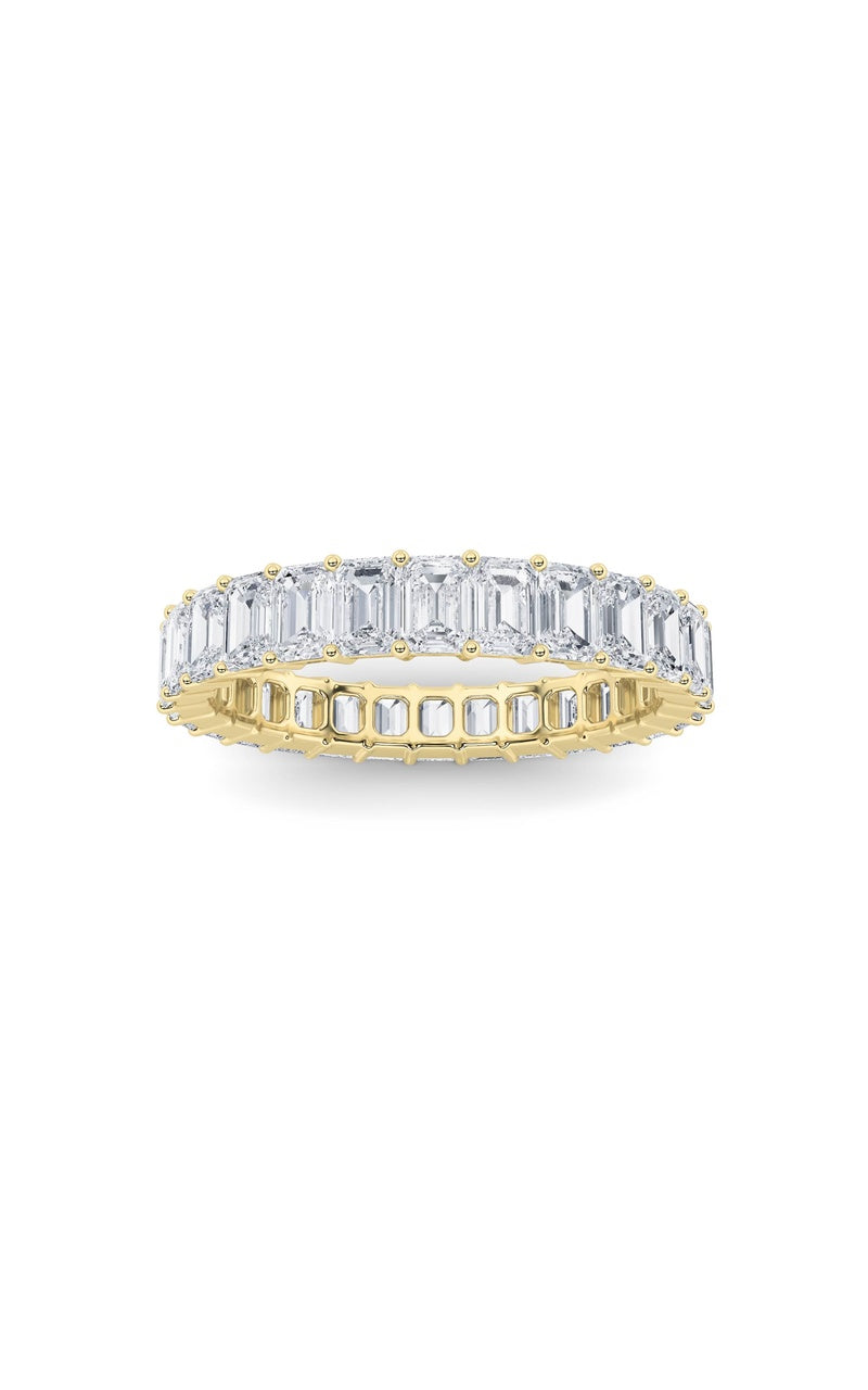 3.35Cttw Emerald Shaped Lab Grown Diamond Split Prong Eternity Ring in 14K Gold (F/VS)