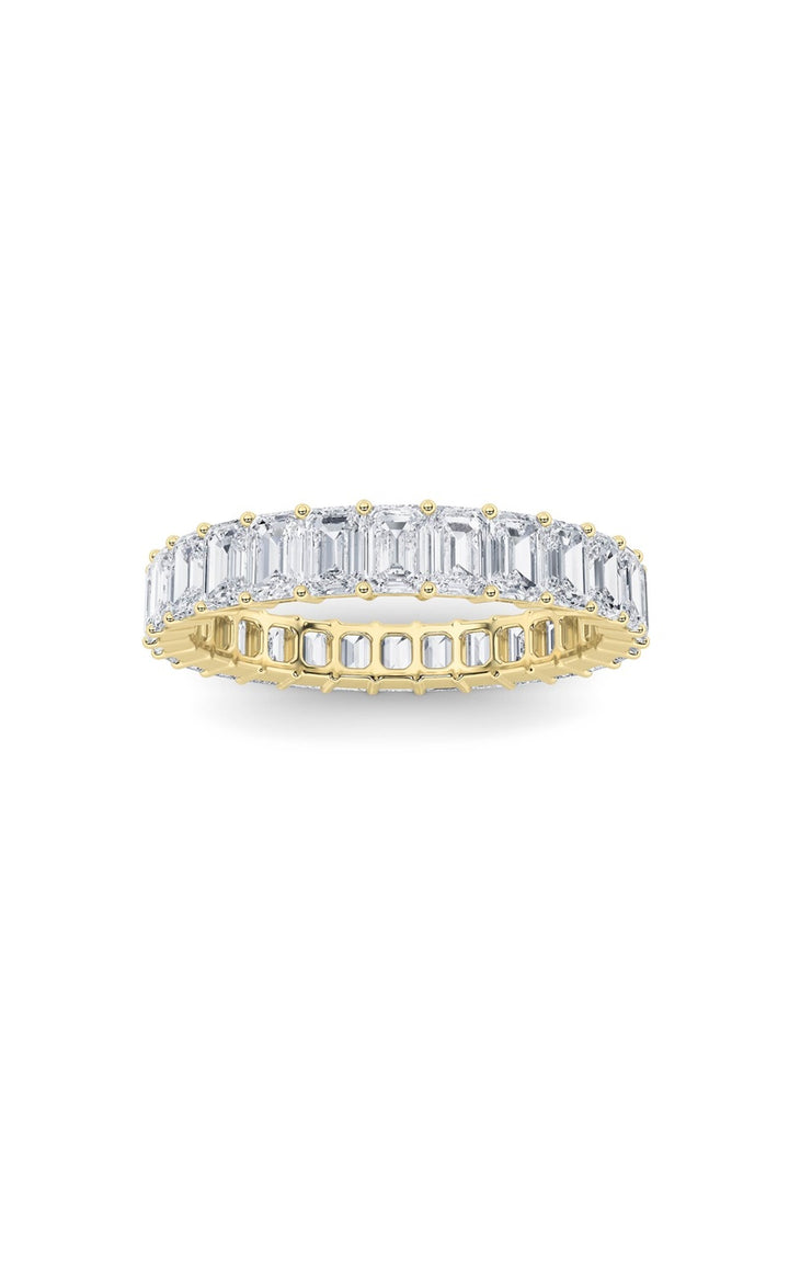 3.35Cttw Emerald Shaped Lab Grown Diamond Split Prong Eternity Ring in 14K Gold (F/VS)