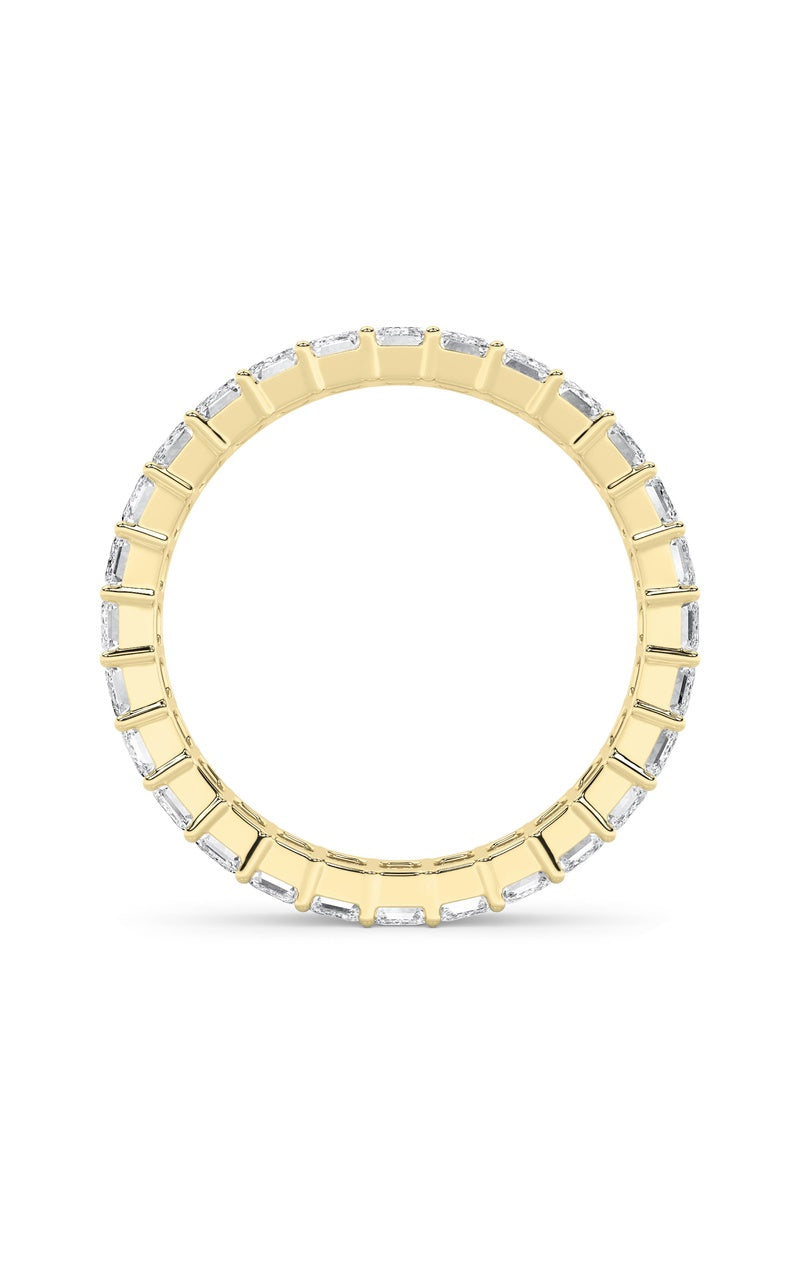 3.35Cttw Emerald Shaped Lab Grown Diamond Split Prong Eternity Ring in 14K Gold (F/VS)