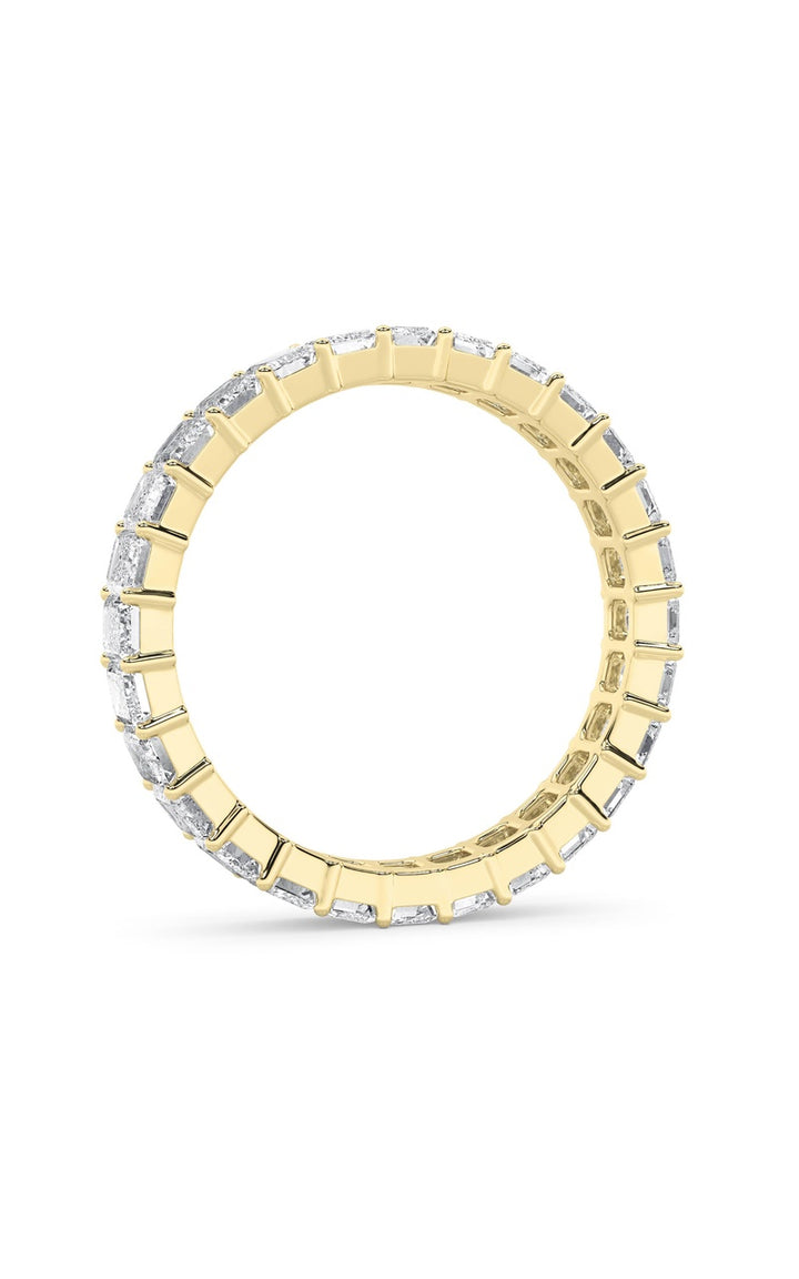 3.35CTW Emerald Shaped Lab Grown Diamond Split Prong Eternity Ring in 14K Gold (F/VS)