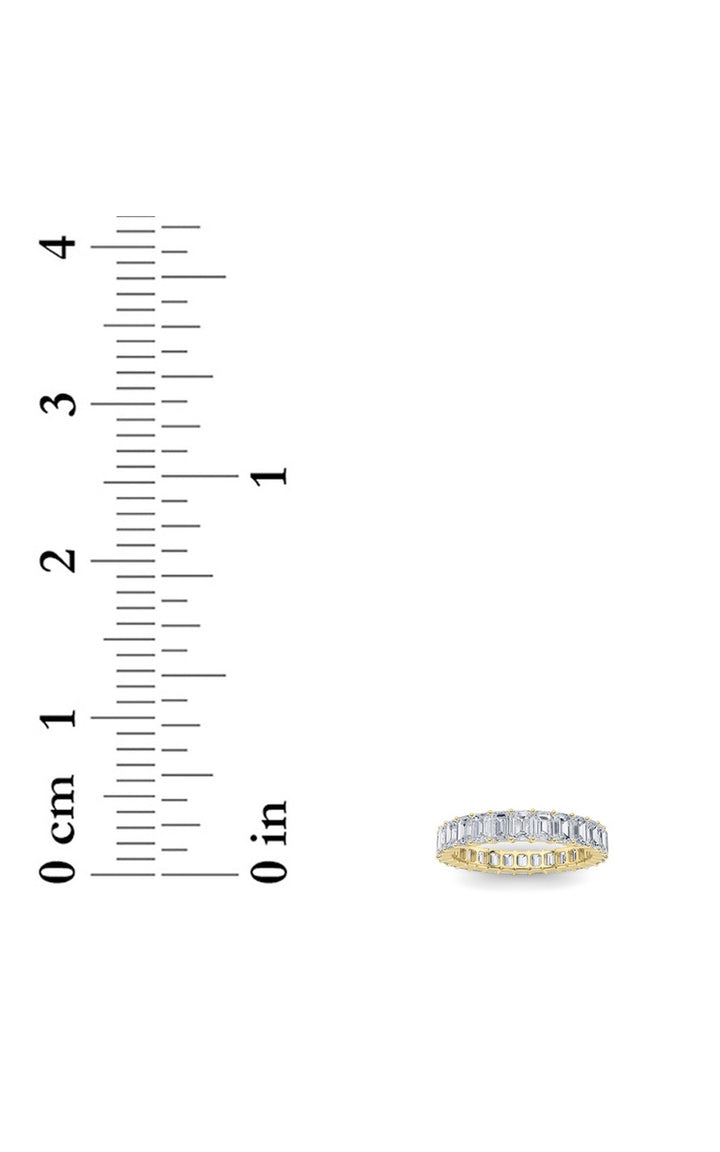 3.35CTW Emerald Shaped Lab Grown Diamond Split Prong Eternity Ring in 14K Gold (F/VS)