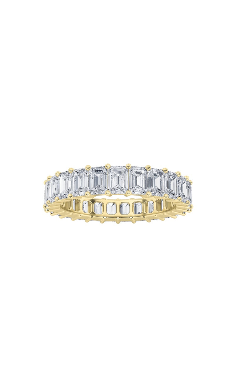 4Cttw Emerald Shaped Lab Grown Diamond Split Prong Eternity Ring in 14K Gold (F/VS)