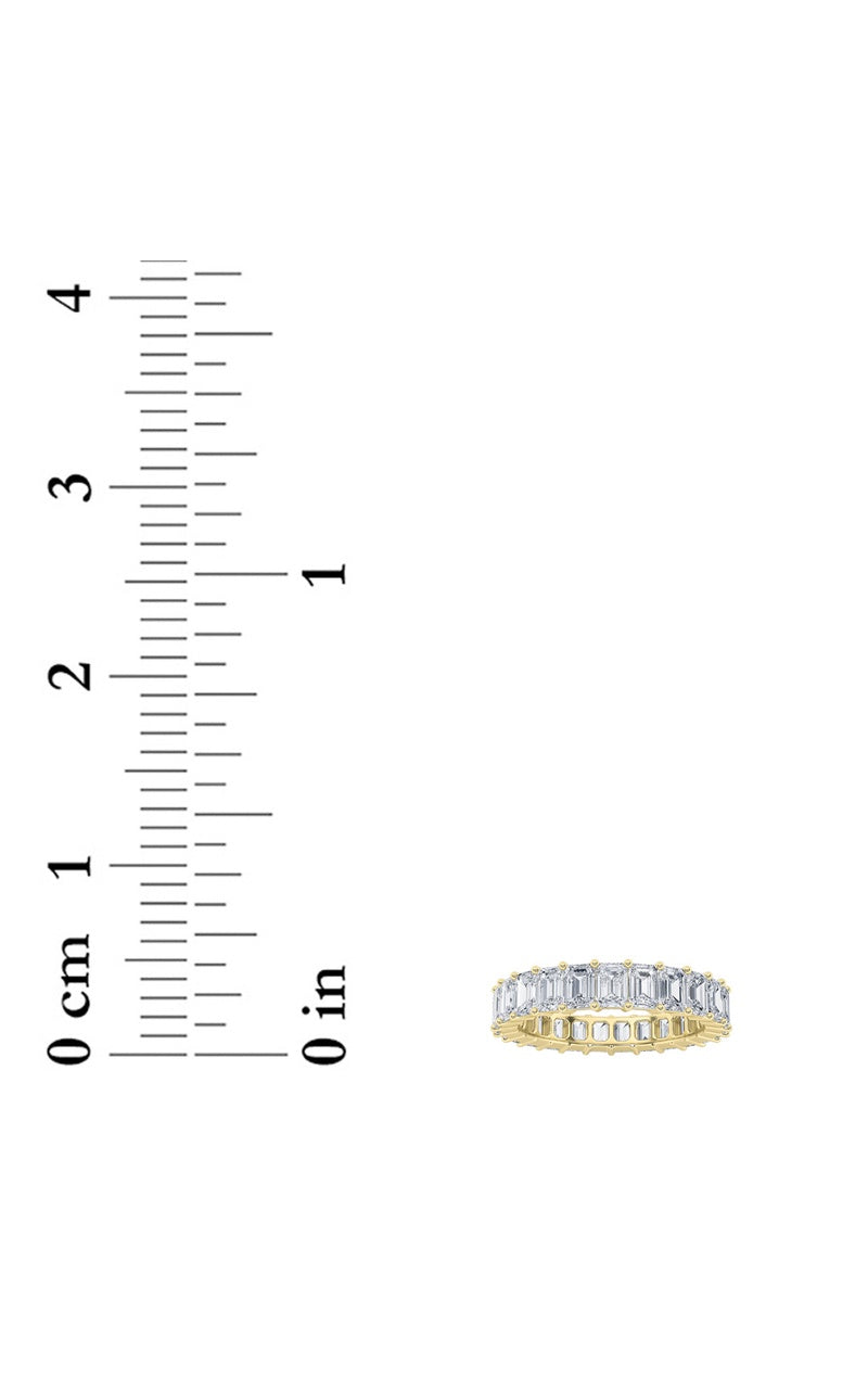 4Cttw Emerald Shaped Lab Grown Diamond Split Prong Eternity Ring in 14K Gold (F/VS)