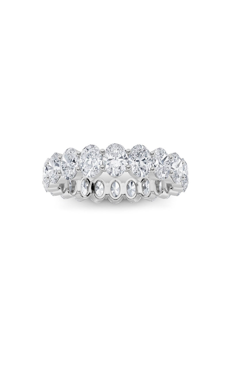4CTW Oval Shaped Lab Grown Diamond Split Prong Eternity Ring in 14K Gold (F/VS)