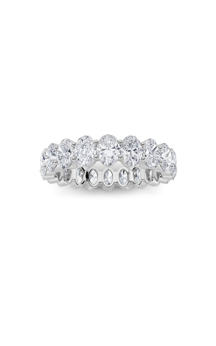 4CTW Oval Shaped Lab Grown Diamond Split Prong Eternity Ring in 14K Gold (F/VS)