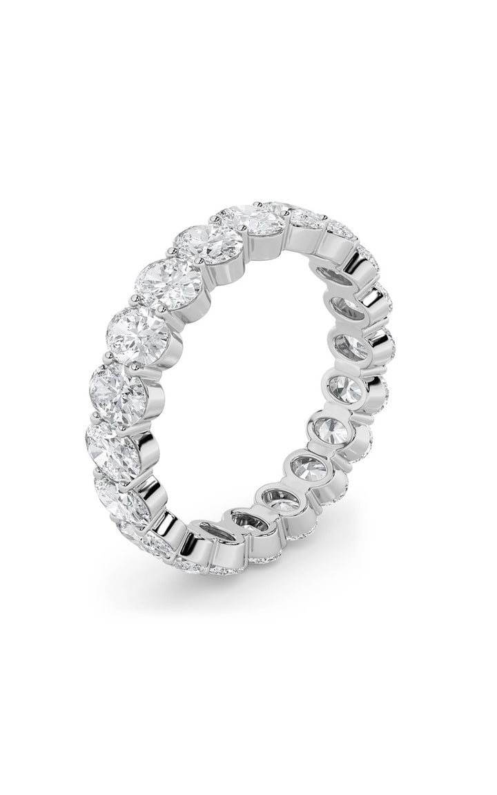 4Cttw Oval Shaped Lab Grown Diamond Split Prong Eternity Ring in 14K Gold (F/VS)