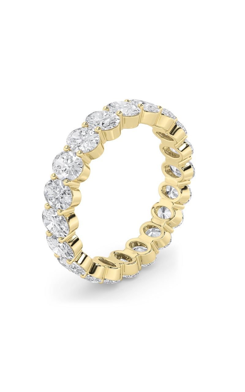 4Cttw Oval Shaped Lab Grown Diamond Split Prong Eternity Ring in 14K Gold (F/VS)