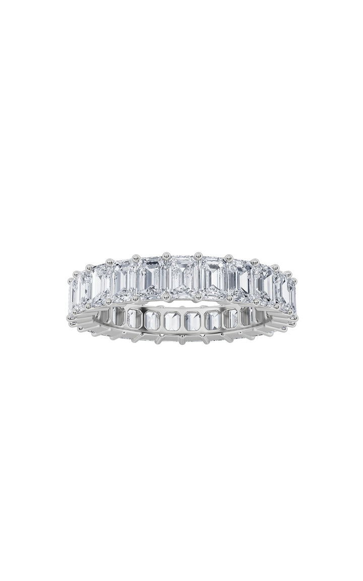 4.75Cttw Emerald Shaped Lab Grown Diamond Split Prong Eternity Ring in 14K Gold (F/VS)