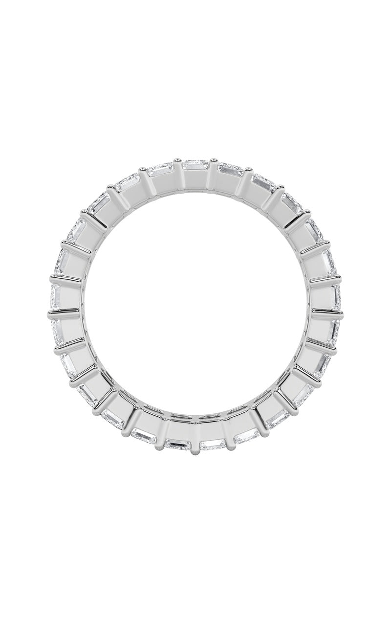 4.75Cttw Emerald Shaped Lab Grown Diamond Split Prong Eternity Ring in 14K Gold (F/VS)