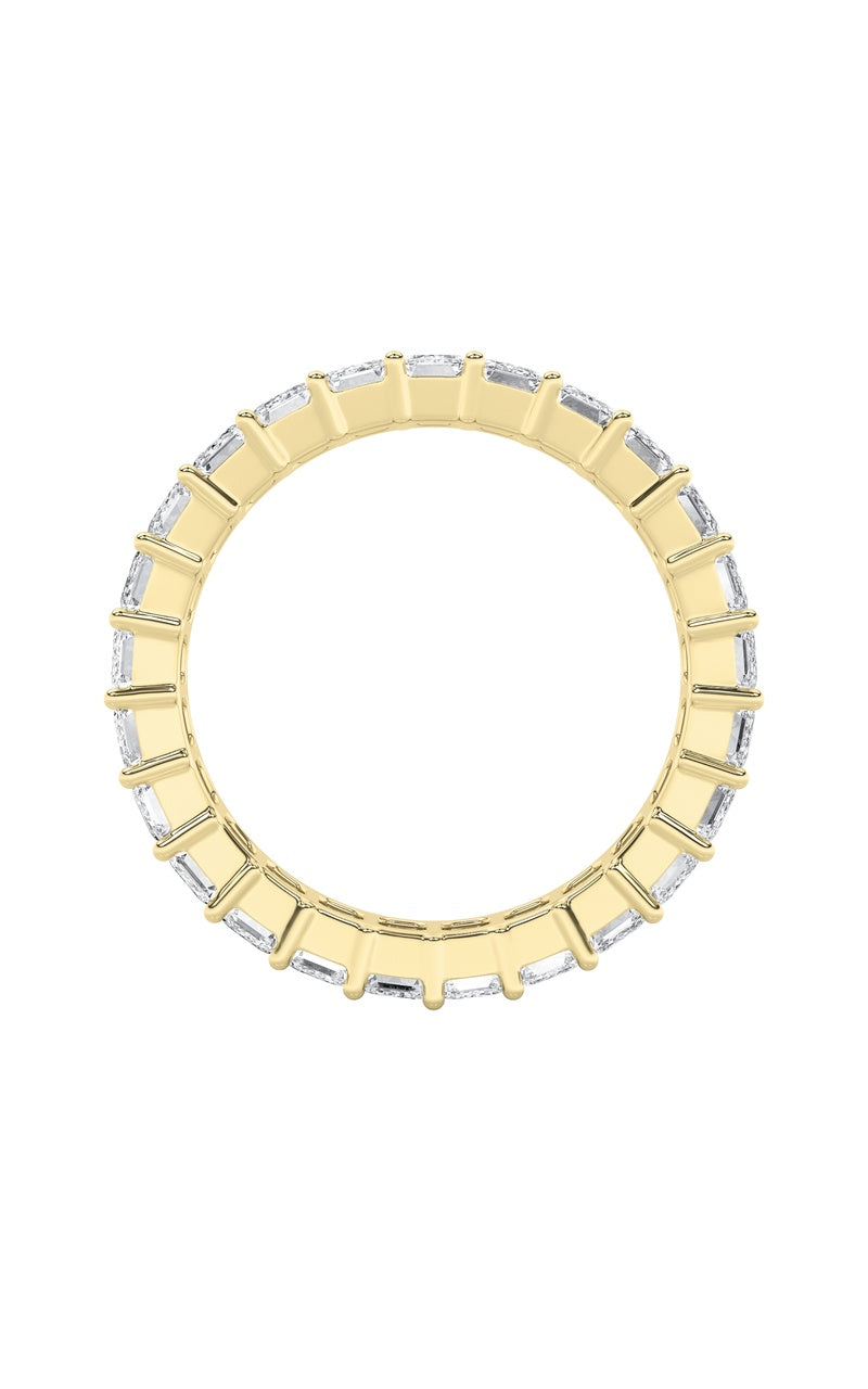 4.75Cttw Emerald Shaped Lab Grown Diamond Split Prong Eternity Ring in 14K Gold (F/VS)