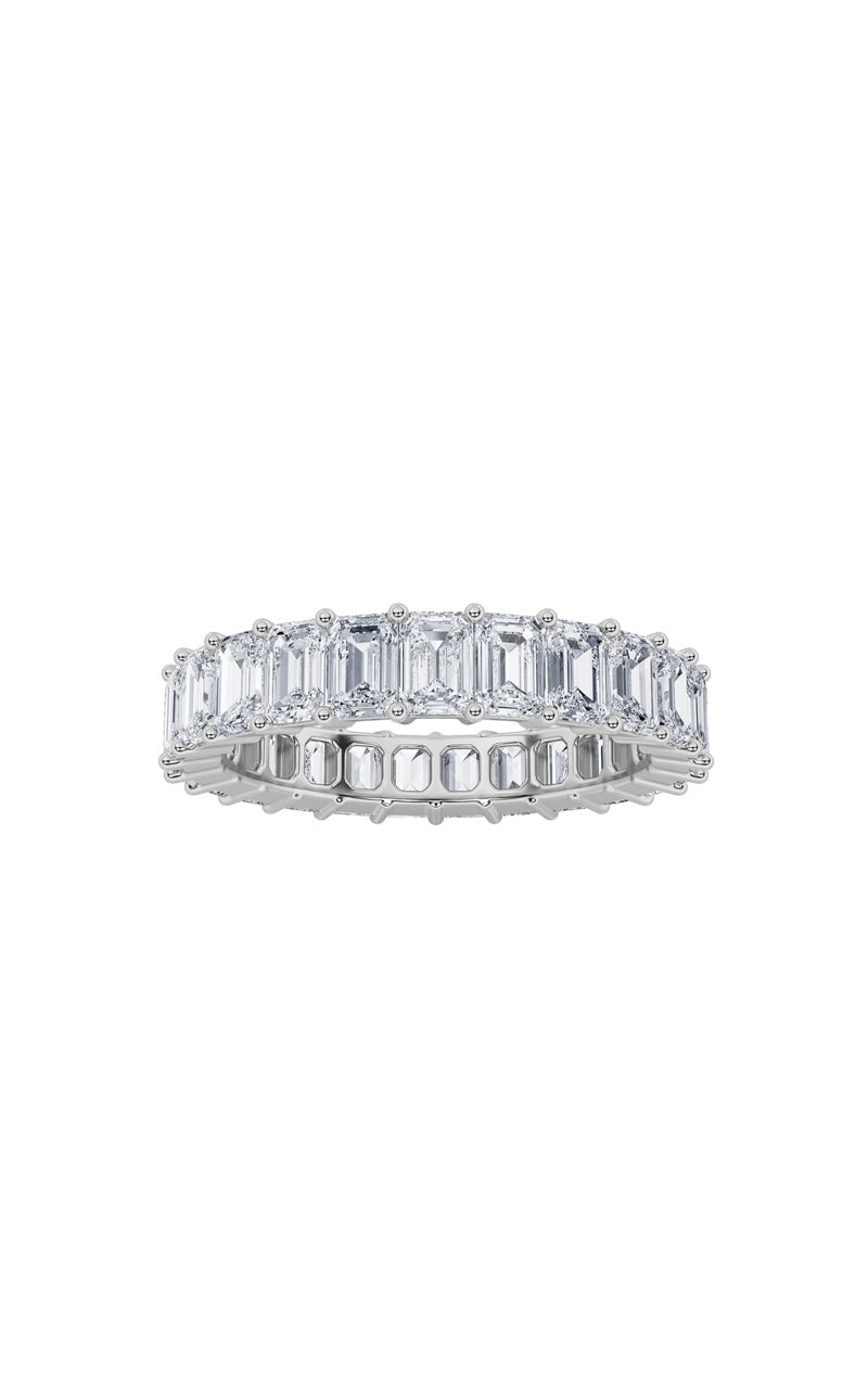 5.75Cttw Emerald Shaped Lab Grown Diamond Split Prong Eternity Ring in 14K Gold (F/VS)