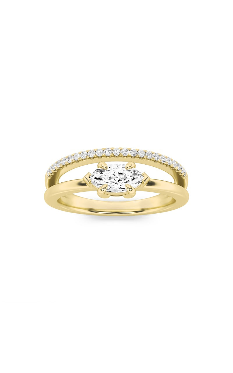 0.5CTW Marquise Shaped Lab Grown Diamond (G/VS) Ring in 14K Gold