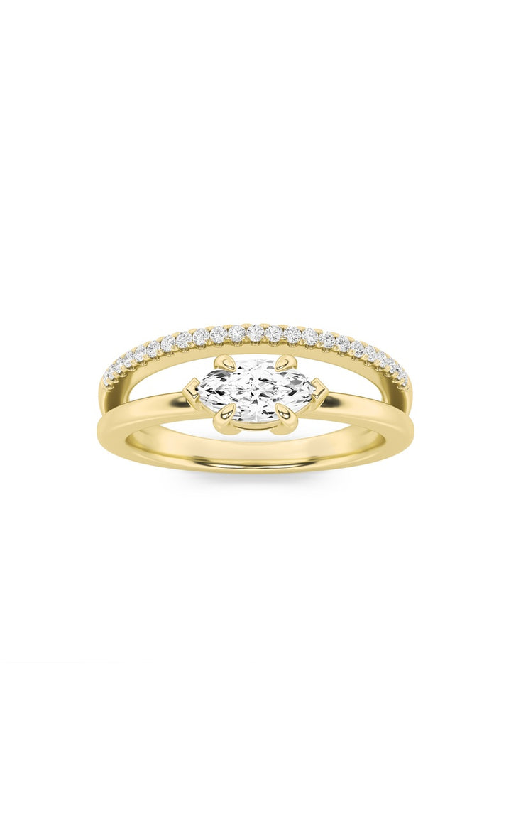0.5CTW Marquise Shaped Lab Grown Diamond (G/VS) Ring in 14K Gold