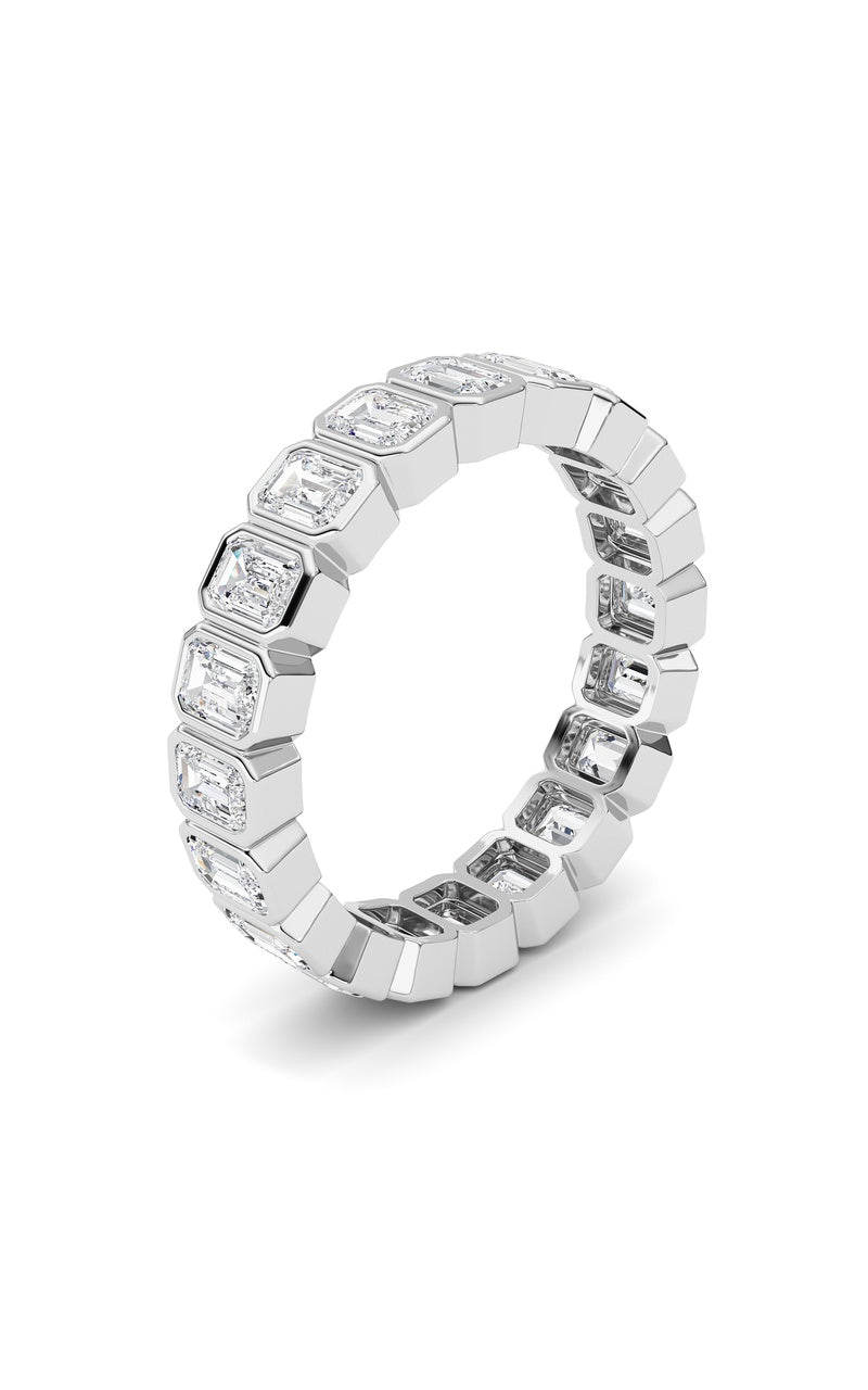 3.00Cttw Emerald Shaped Lab Grown Diamond (F/VS) Eternity Band Ring in 14K Gold
