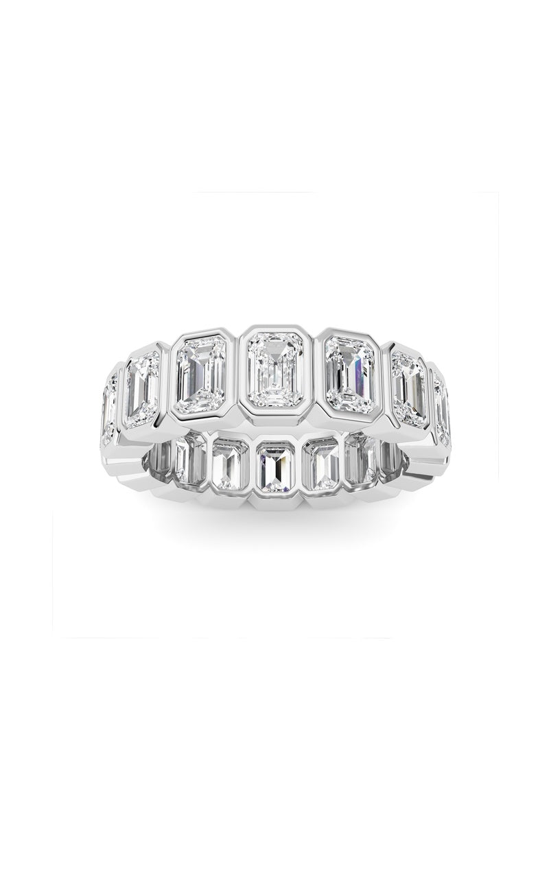 3.2Cttw Emerald Shaped Lab Grown Diamond (F/VS) Eternity Band Ring in 14K Gold