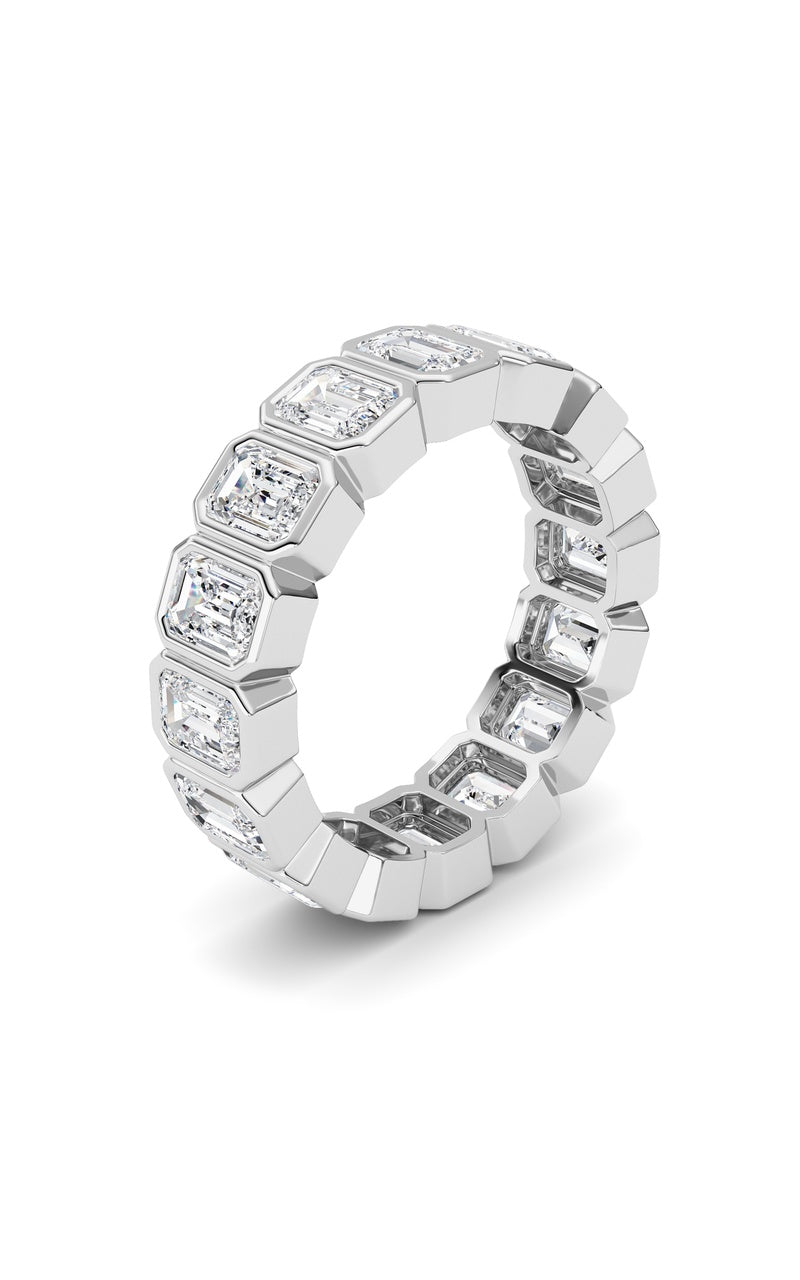 3.2Cttw Emerald Shaped Lab Grown Diamond (F/VS) Eternity Band Ring in 14K Gold