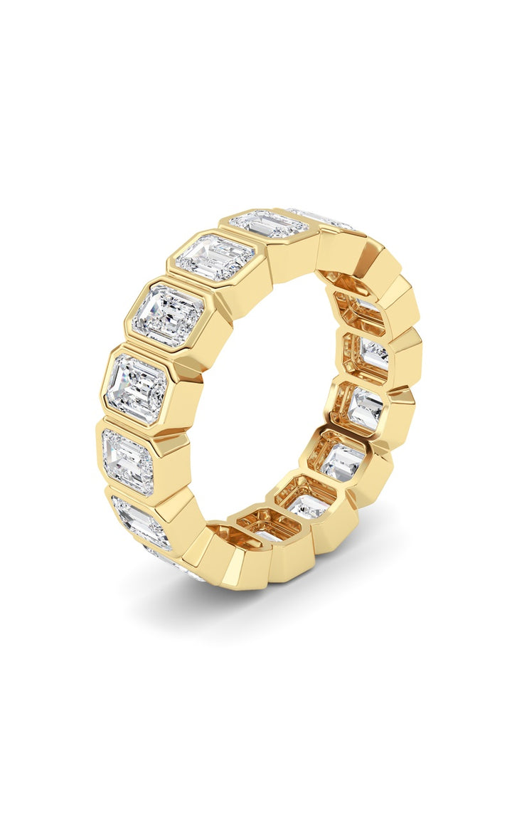 3.2Cttw Emerald Shaped Lab Grown Diamond (F/VS) Eternity Band Ring in 14K Gold