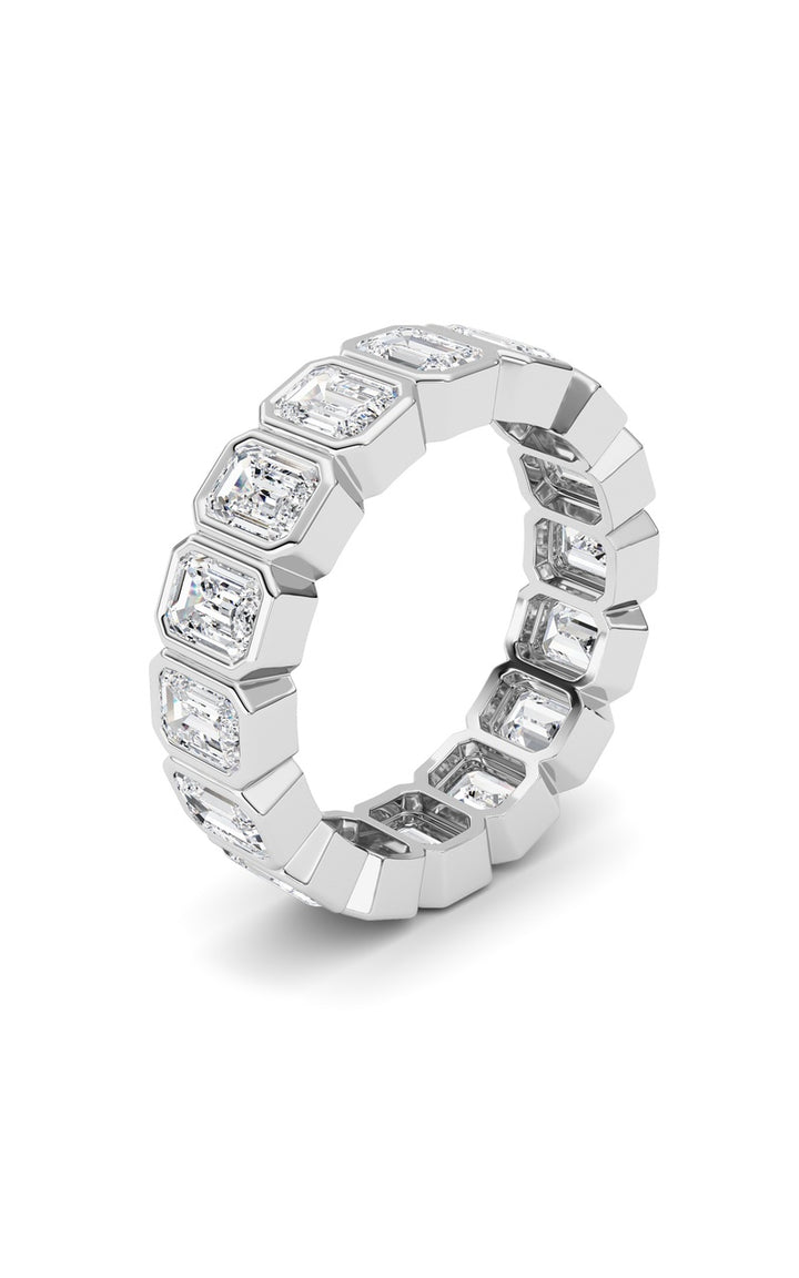 4Cttw Emerald Shaped Lab Grown Diamond (F/VS) Eternity Band Ring in 14K Gold