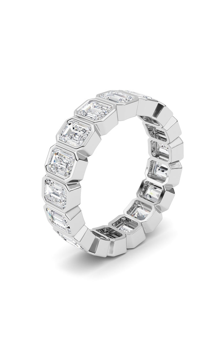 4.25Cttw Emerald Shaped Lab Grown Diamond (F/VS) Eternity Band Ring in 14K Gold