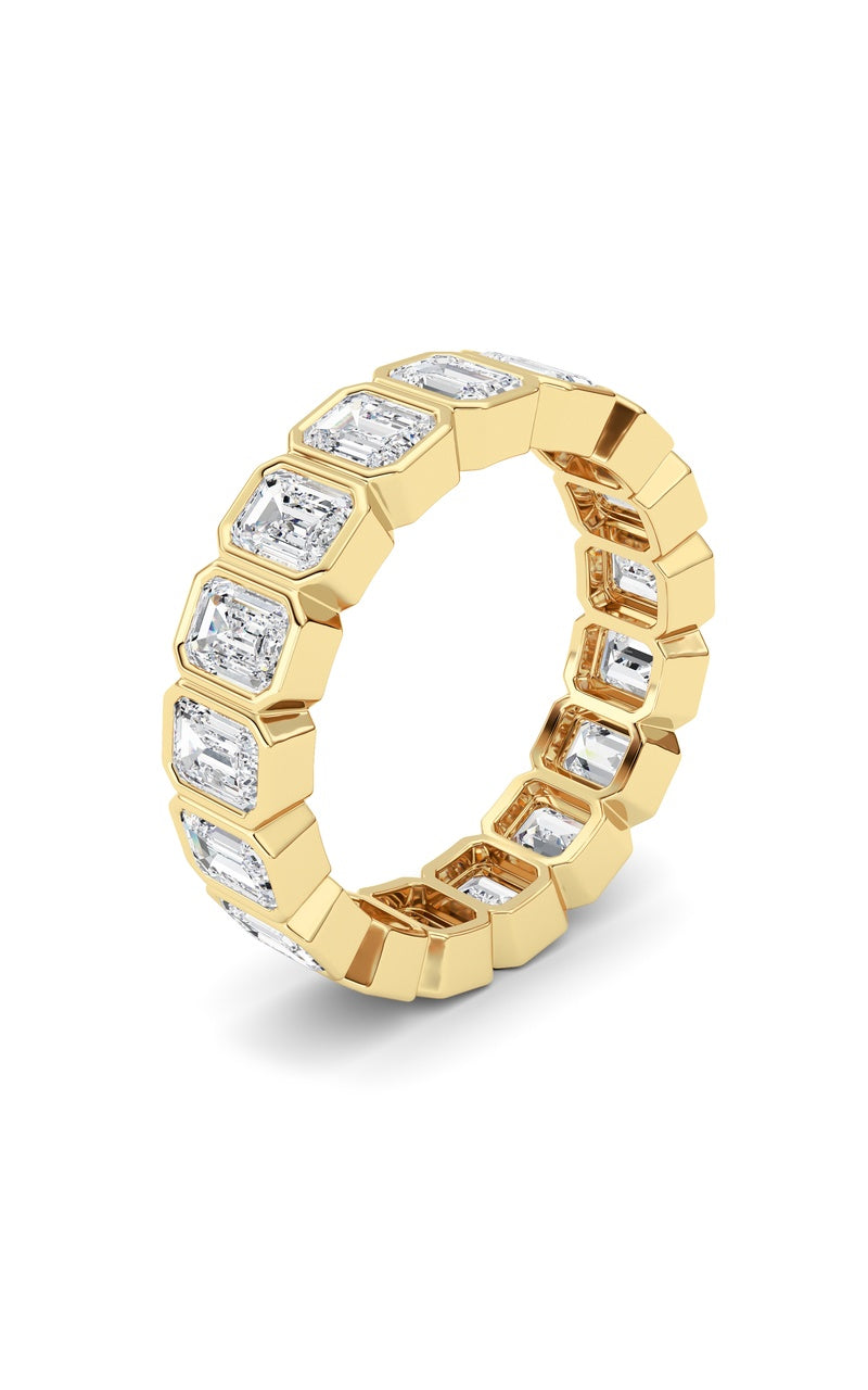 4.25Cttw Emerald Shaped Lab Grown Diamond (F/VS) Eternity Band Ring in 14K Gold