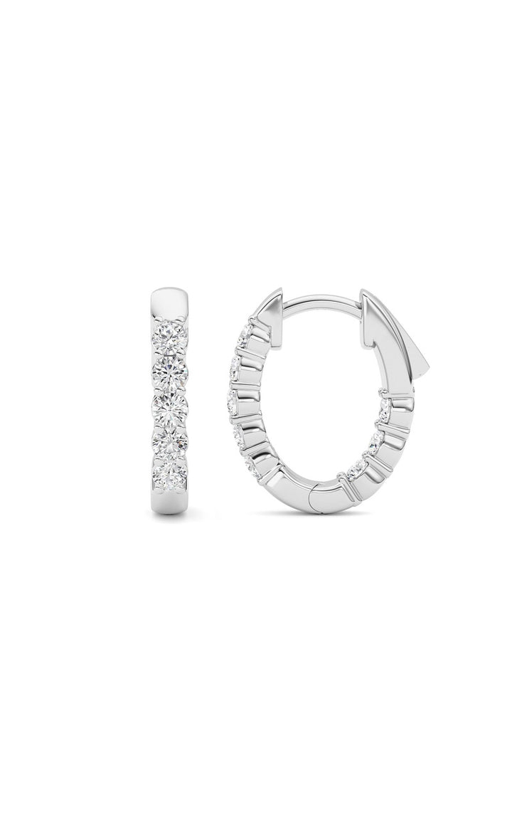 1Cttw Round Shaped Lab Grown Diamond (F/VS) Inside Out Hoop Earring in 14K Gold