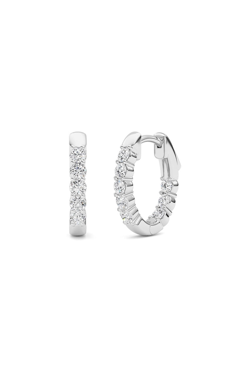 1Cttw Round Shaped Lab Grown Diamond (F/VS) Inside Out Hoop Earring in 14K Gold
