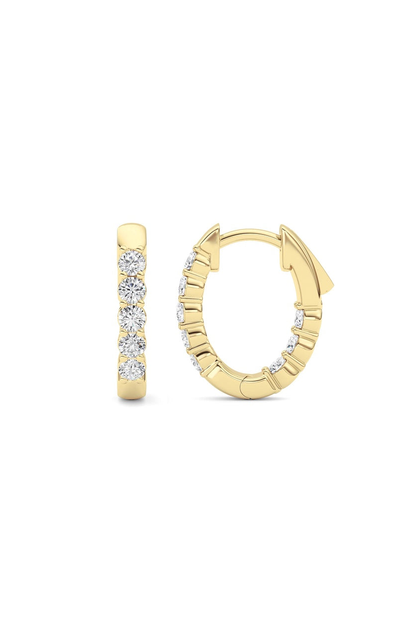 1Cttw Round Shaped Lab Grown Diamond (F/VS) Inside Out Hoop Earring in 14K Gold