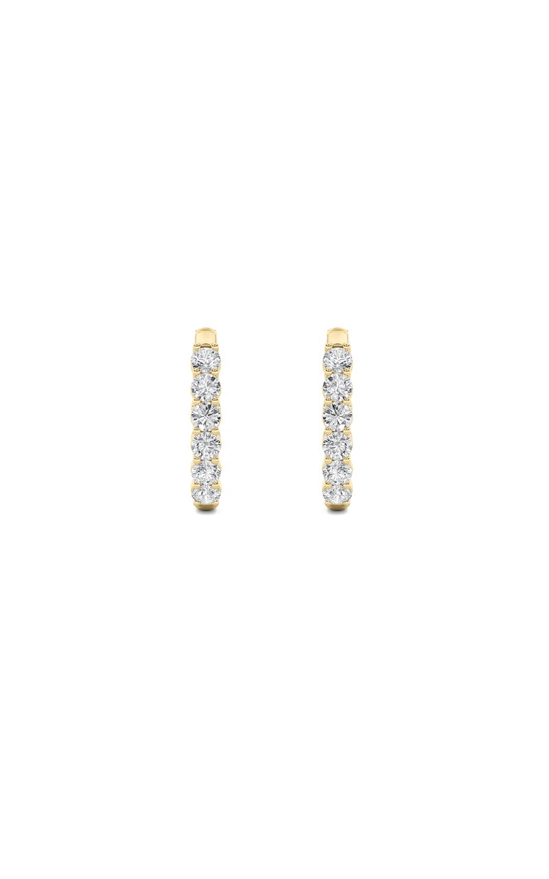 1Cttw Round Shaped Lab Grown Diamond (F/VS) Inside Out Hoop Earring in 14K Gold