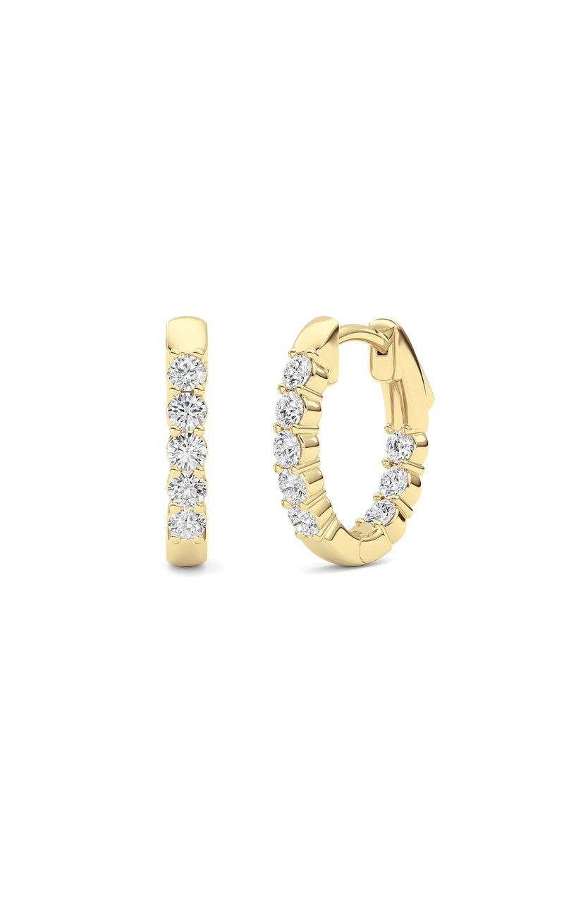 1Cttw Round Shaped Lab Grown Diamond (F/VS) Inside Out Hoop Earring in 14K Gold