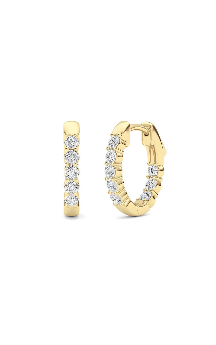 1Cttw Round Shaped Lab Grown Diamond (F/VS) Inside Out Hoop Earring in 14K Gold