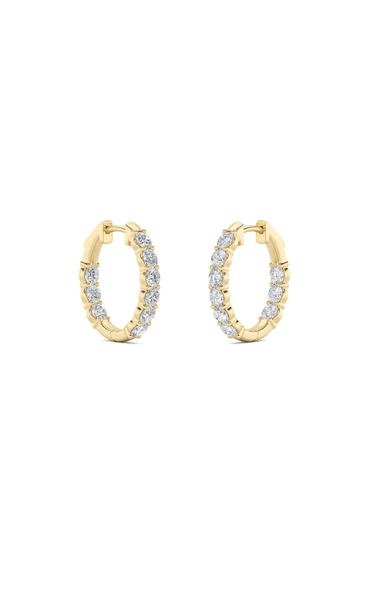 1Cttw Round Shaped Lab Grown Diamond (F/VS) Inside Out Hoop Earring in 14K Gold