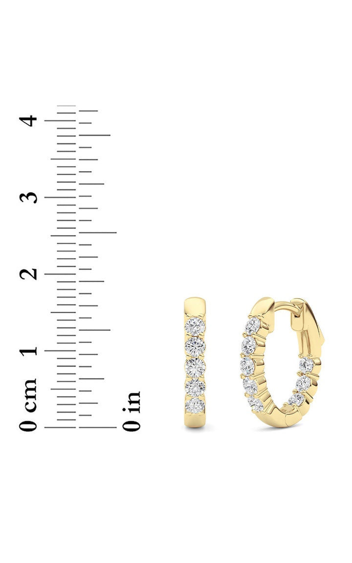 1Cttw Round Shaped Lab Grown Diamond (F/VS) Inside Out Hoop Earring in 14K Gold