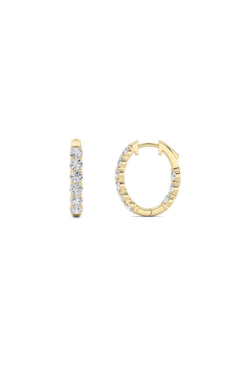 1.5Cttw Round Shaped Lab Grown Diamond (F/VS) Inside Out Hoop Earrings in 14K Gold